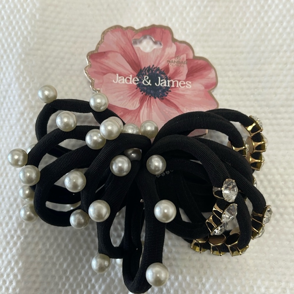 New set of 12 Hair ties with Pearls and crystals